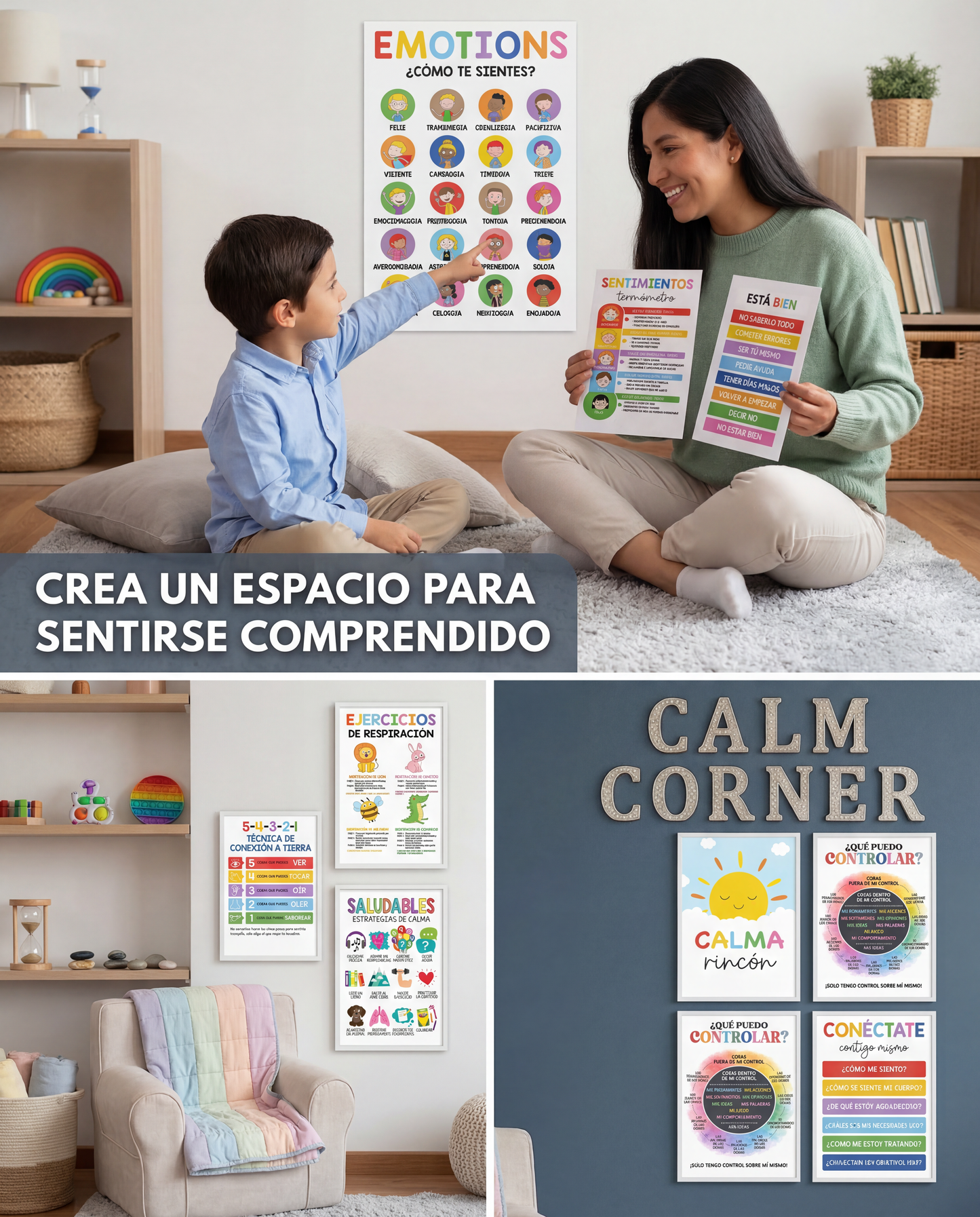 9 Pósters de emociones y regulación emocional para niños