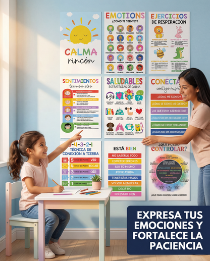9 Pósters de emociones y regulación emocional para niños