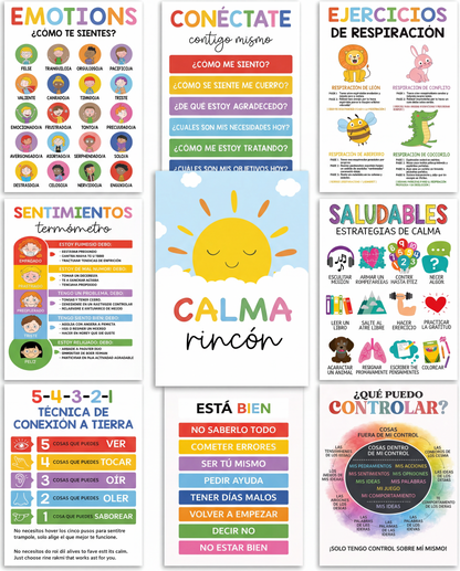 9 Pósters de emociones y regulación emocional para niños