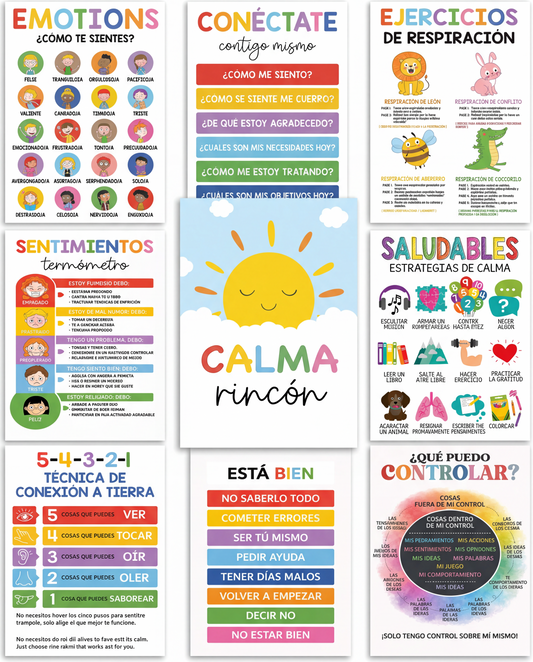 9 Pósters de emociones y regulación emocional para niños